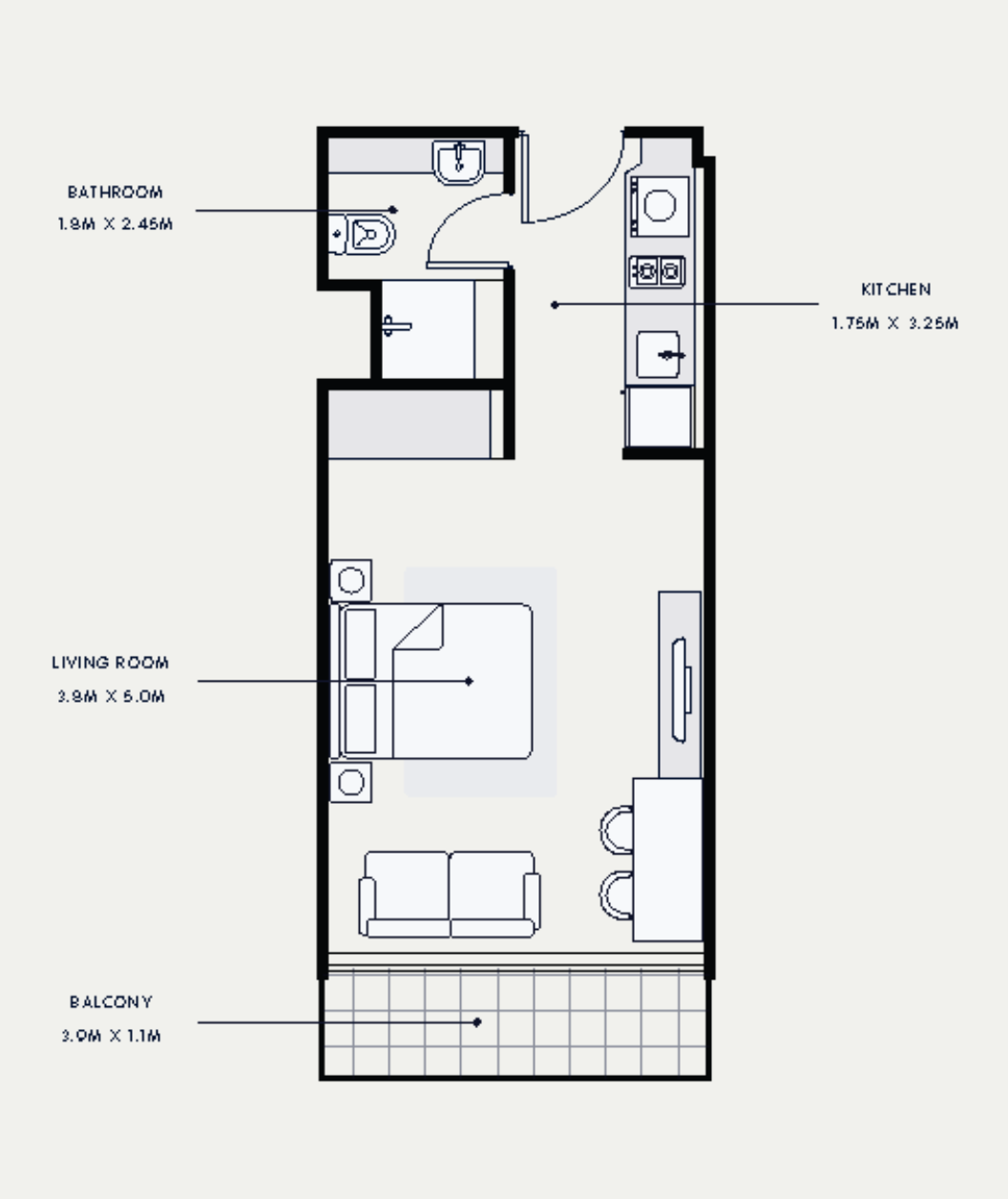 Studio Apartment Eligere Floor Plan
